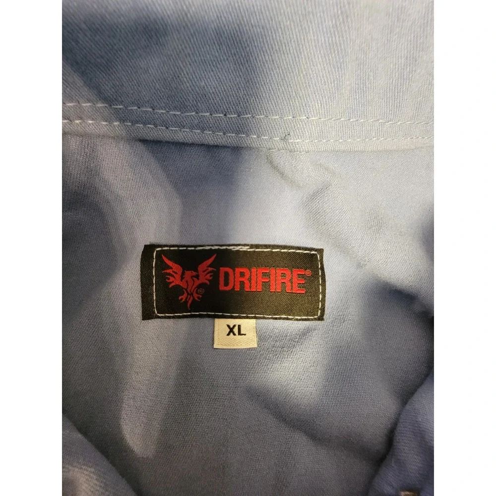 DriFire FR Work Shirt Mens XL Blue Flame Resistant CAT 2 Long Sleeve Button Down - Picture 3 of 7